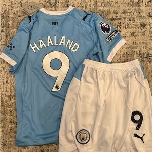 Puma Light Blue and White Soccer Jersey Set